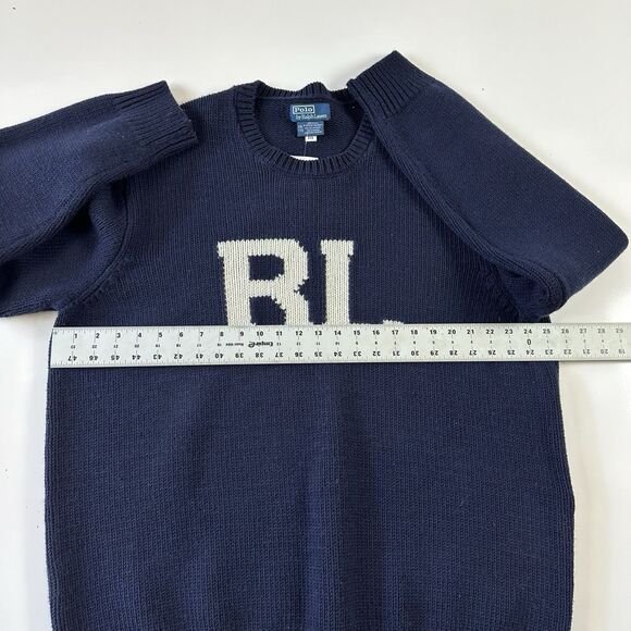 Genuine Polo Ralph Lauren Intarsia Knit RL Wool Sweater - Blue XXL 2XL - Picture 6 of 8